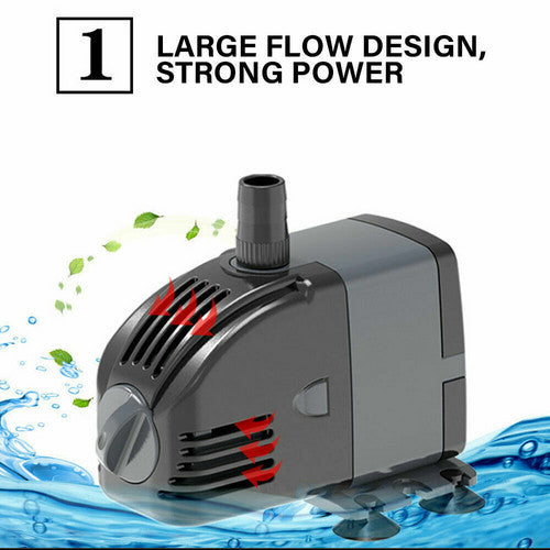 24W Adjustable Flow Aquarium Pump Water Submersible Fish Tank Fountain Pond Marine