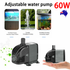 60W Adjustable Flow Aquarium Pump Water Submersible Fish Tank Fountain Pond Marine