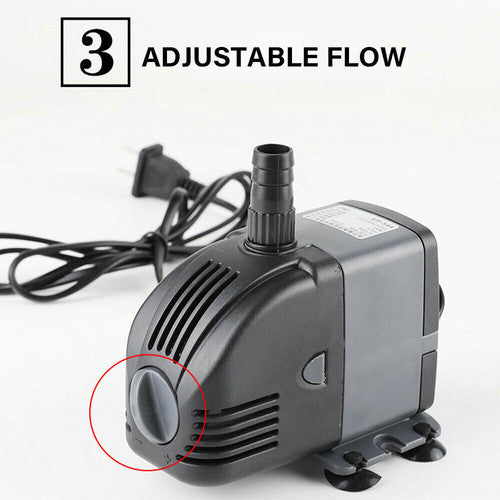 60W Adjustable Flow Aquarium Pump Water Submersible Fish Tank Fountain Pond Marine