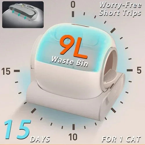 65L Remote Control Automatic Self Cleaning Cat Litter Box Smart App Easy-Clean