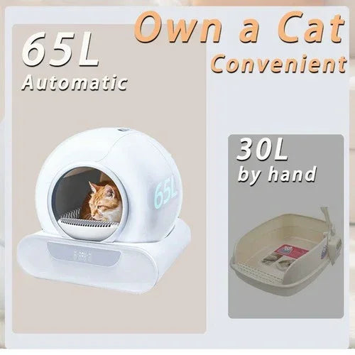 65L Remote Control Automatic Self Cleaning Cat Litter Box Smart App Easy-Clean