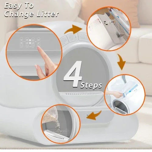 65L Remote Control Automatic Self Cleaning Cat Litter Box Smart App Easy-Clean