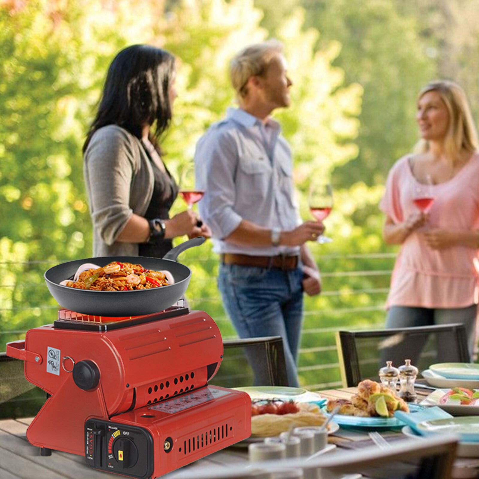 Portable Camping Gas Heater Outdoor Heating Stove Gas Baking Hunting Warmer AU RED