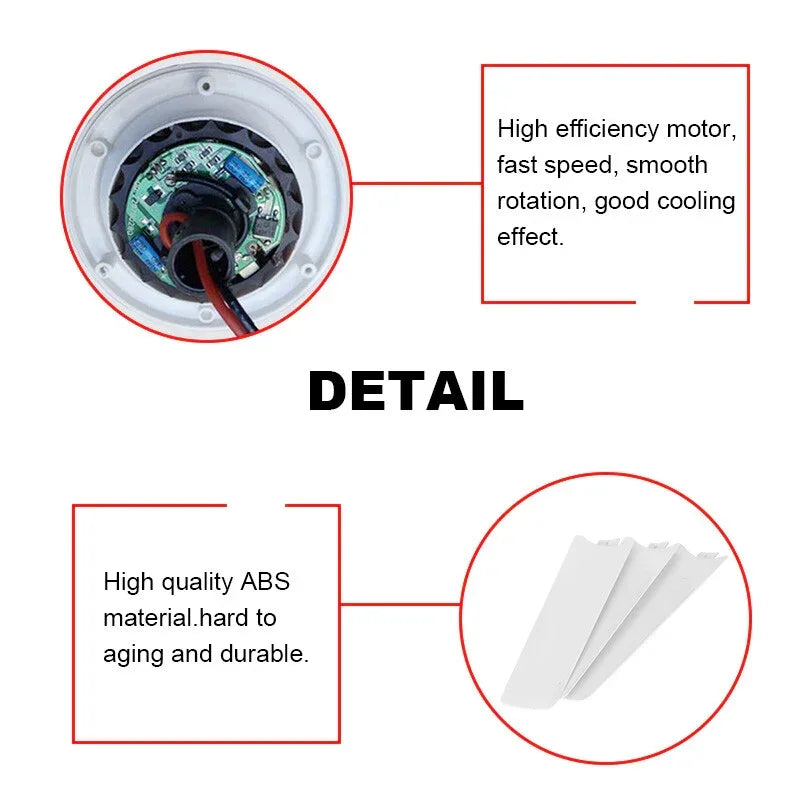 12V Ceiling Fan – Portable Caravan Camping Solar Fan, 3‑Blade, Low Power