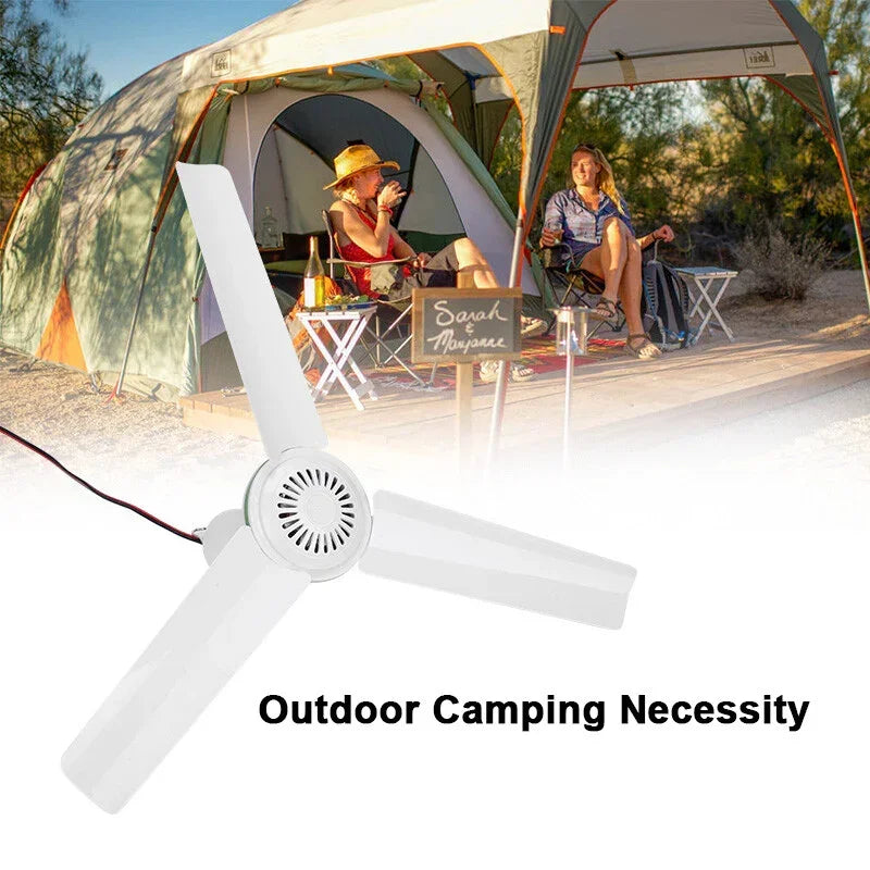12V Ceiling Fan – Portable Caravan Camping Solar Fan, 3‑Blade, Low Power