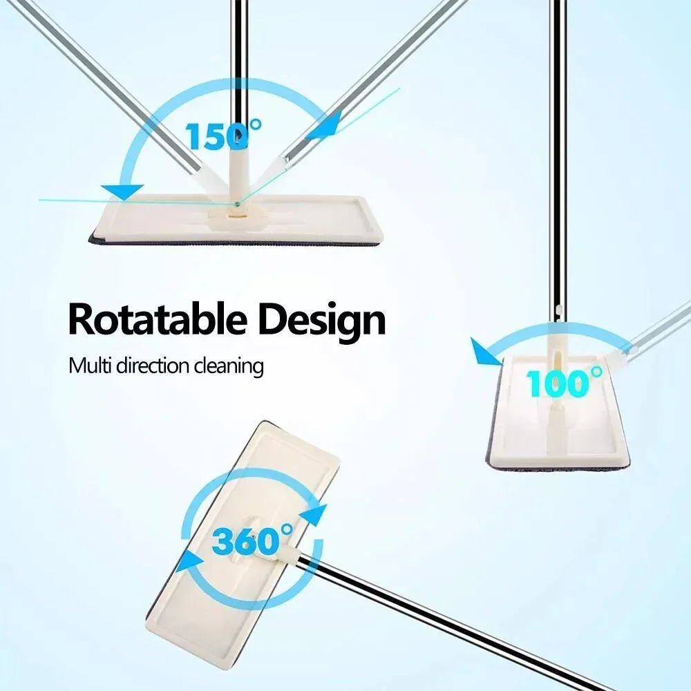Mop Bucket Wet Dry Rinse Wash 360 Rotating Squeeze Flat Floor Cleaner with Pads