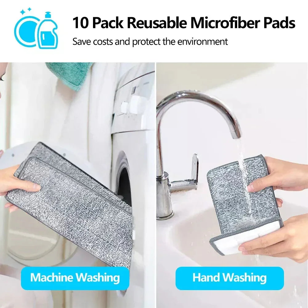 Mop Bucket Wet Dry Rinse Wash 360 Rotating Squeeze Flat Floor Cleaner with Pads