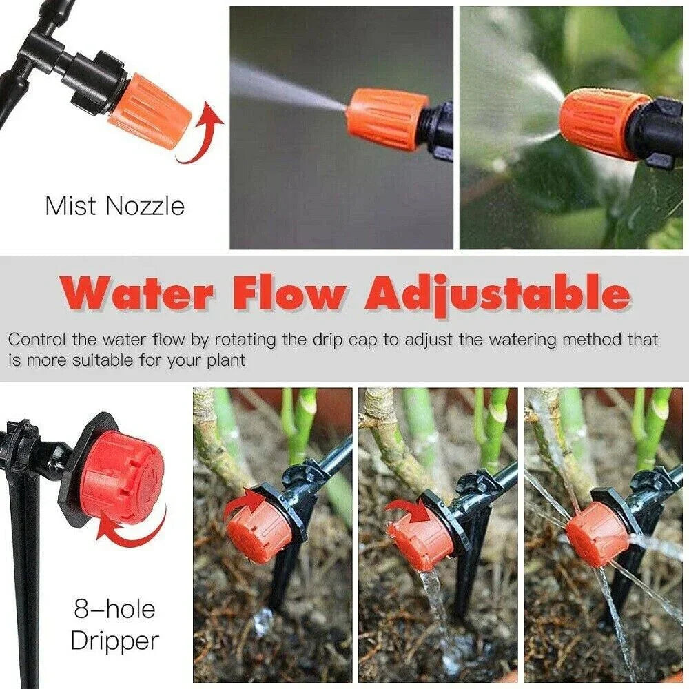 201X 50M Hose Garden Irrigation System Greenhouse Plant Watering DIY Micro Drip