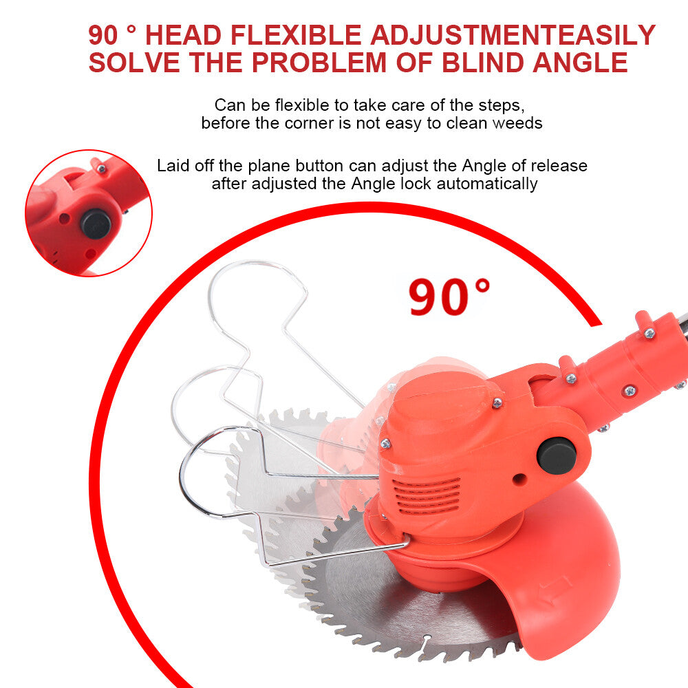 Cordless Whipper Snipper Grass Trimmer 800W 2 Batteries 3 Blade Types Red