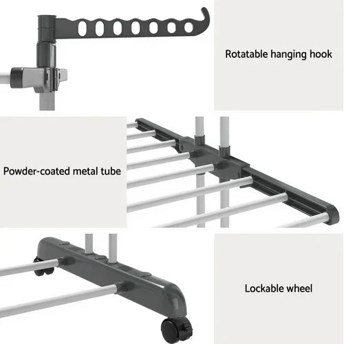 4 Tiers Clothes Airer Drying Rack Coat Garment Stand Hanger Laundry Foldable