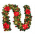 RED 9FT Xmas Christmas Garland Artificial Wreath with LED Lights Stairs Home Rattan