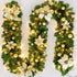 Gloden 9FT Xmas Christmas Garland Artificial Wreath with LED Lights Stairs Home Rattan
