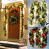 Gloden 9FT Xmas Christmas Garland Artificial Wreath with LED Lights Stairs Home Rattan