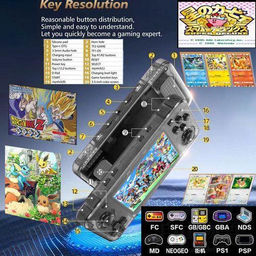 10000+ Games R36H Portable Video Game Consoles Retro Handheld Game Console Black