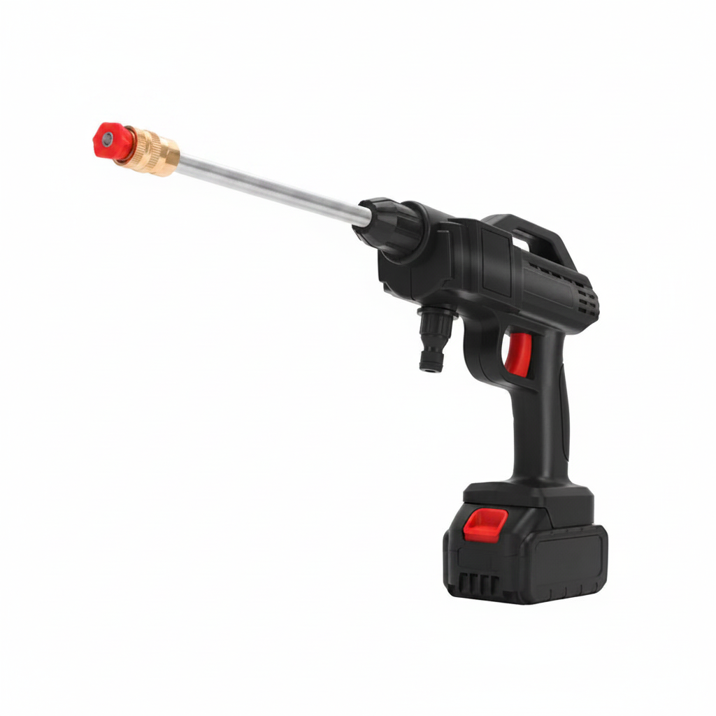 1500W Cordless Pressure Washer 60Bar 2 Batteries 5m Hose Car Cleaner Black