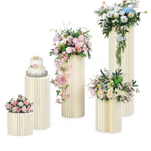 5 Hard Carboard Display Stand Round Plinth Cylinder Pedestal Wedding Flower