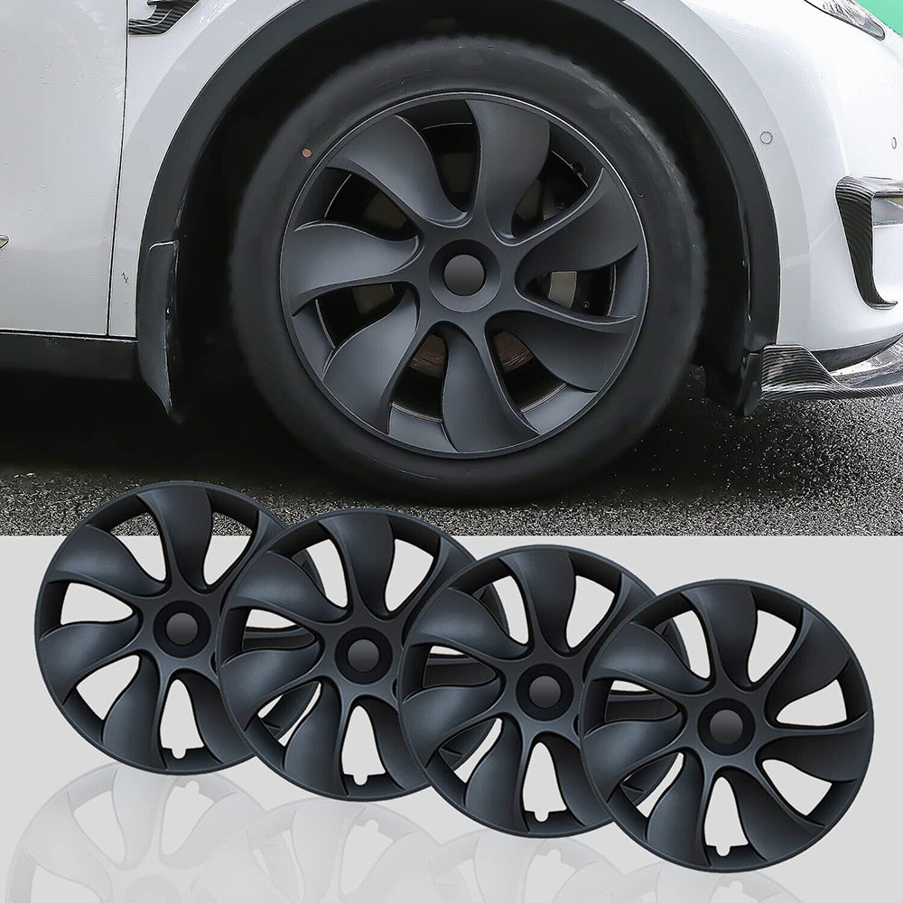 4PCS Wheel Cover Caps 19Inch ABS Black Rim Hubcap Hub Cap For Tesla Model Y