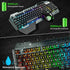 104 Keys Wireless Gaming Keyboard Mouse Set+Mouse Pad, RGB LED Backlit PC/Laptop Black-Rainbow