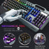 104 Keys Wireless Gaming Keyboard Mouse Set+Mouse Pad, RGB LED Backlit PC/Laptop Black-Rainbow