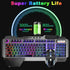 104 Keys Wireless Gaming Keyboard Mouse Set+Mouse Pad, RGB LED Backlit PC/Laptop Black-RGB