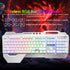 104 Keys Wireless Gaming Keyboard Mouse Set+Mouse Pad, RGB LED Backlit PC/Laptop White-RGB