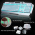 104 Keys Wireless Gaming Keyboard Mouse Set+Mouse Pad, RGB LED Backlit PC/Laptop White-RGB