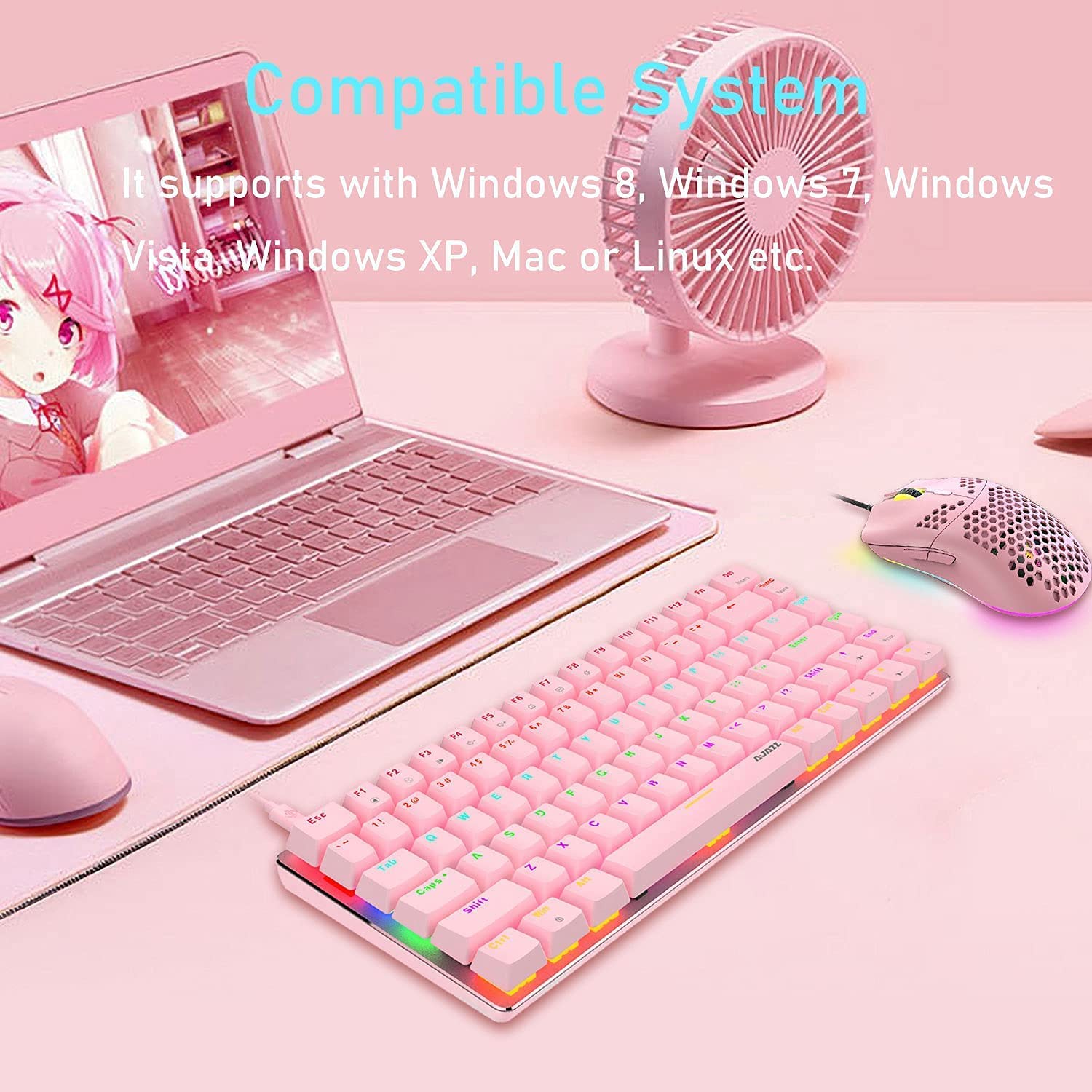 AK33 82 keys Compact Gaming Mechanical Keyboard with Anti-ghosting Keys for Game