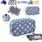2 Layer Makeup Bag w/ Mirror Travel Cosmetic Bag Organizer Brush Slots Portable