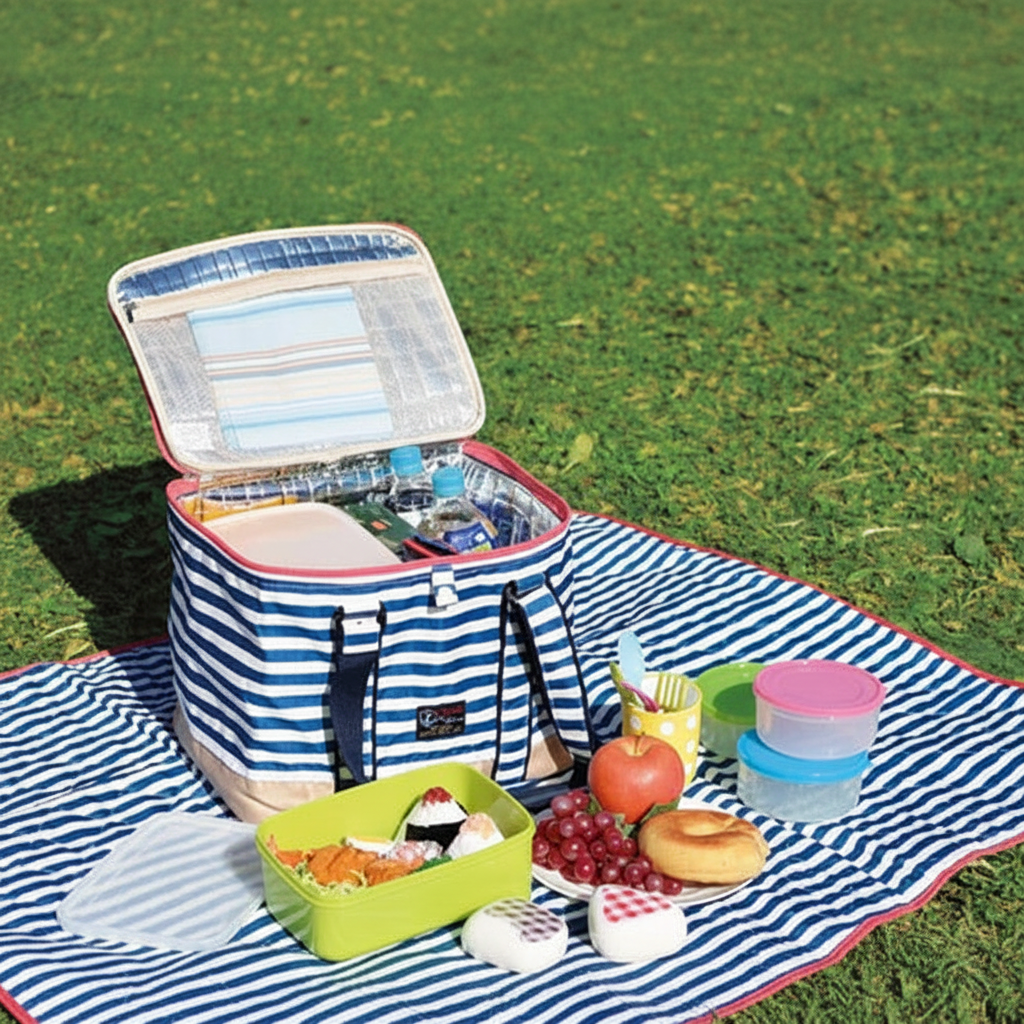 23L Insulated Picnic Bag – Blue Thermal Cooler Tote, Foldable Lunch Carry
