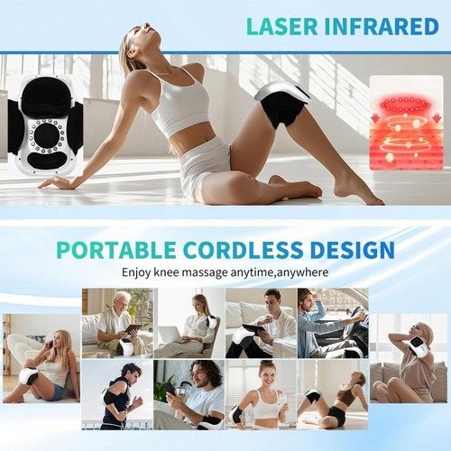 Cordless Heated Knee Massager Air Compression & Vibration Infrared Knee Therapy