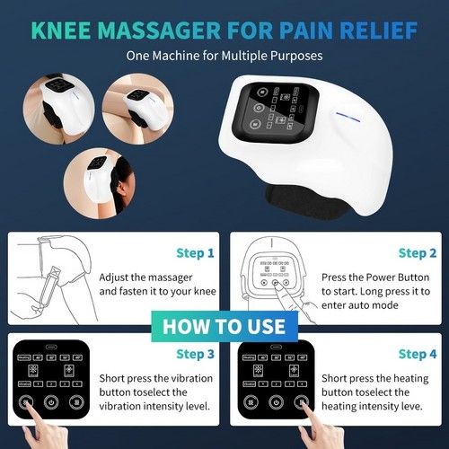 Cordless Heated Knee Massager Air Compression & Vibration Infrared Knee Therapy