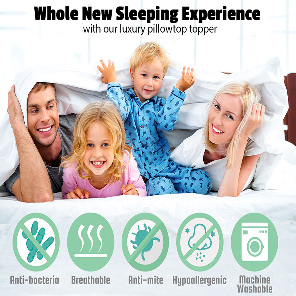 Bamboo Pillowtop Mattress Topper Luxury Bedding Mat Pad Protector Cover King Single 108 x 203 cm