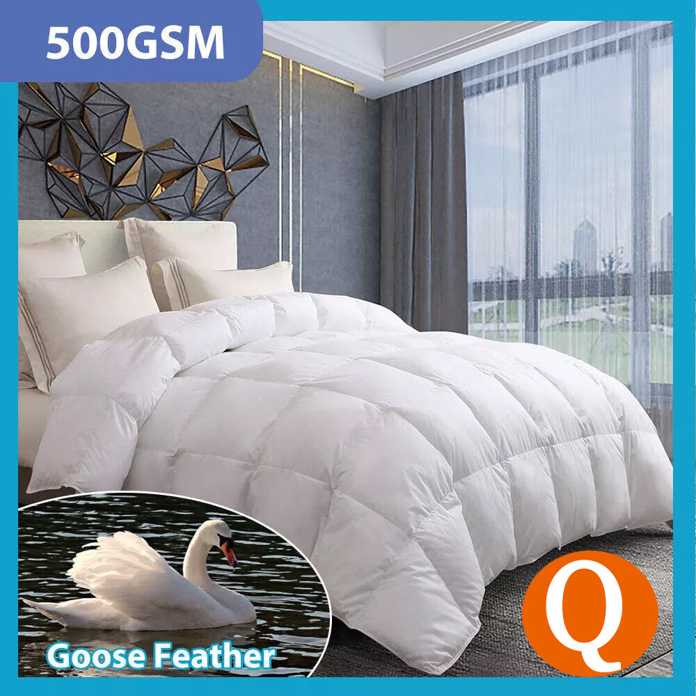 Goose Feather Down Quilt 500 GSM Duvet Doonas Queen:210x210cm