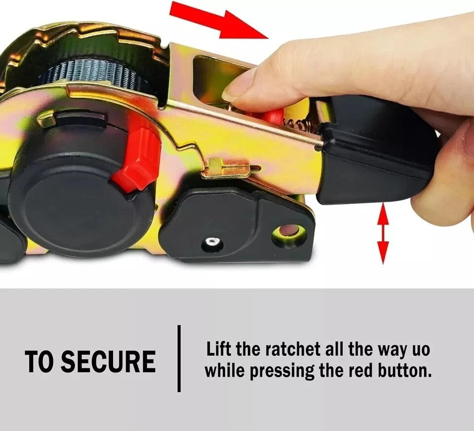 Quick Release Automatic Heavy Duty Retractable Ratchet Tie Down Strap black 25mm*3m