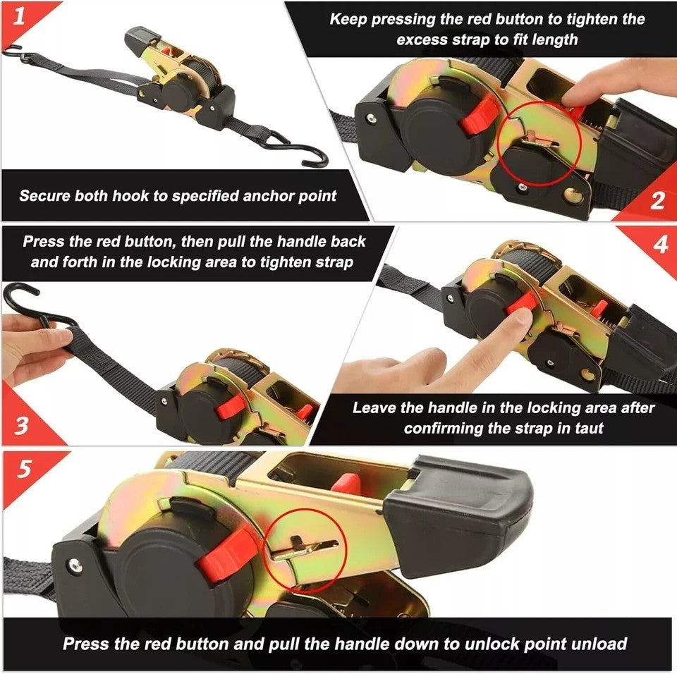 Quick Release Automatic Heavy Duty Retractable Ratchet Tie Down Strap green 25mm*3m