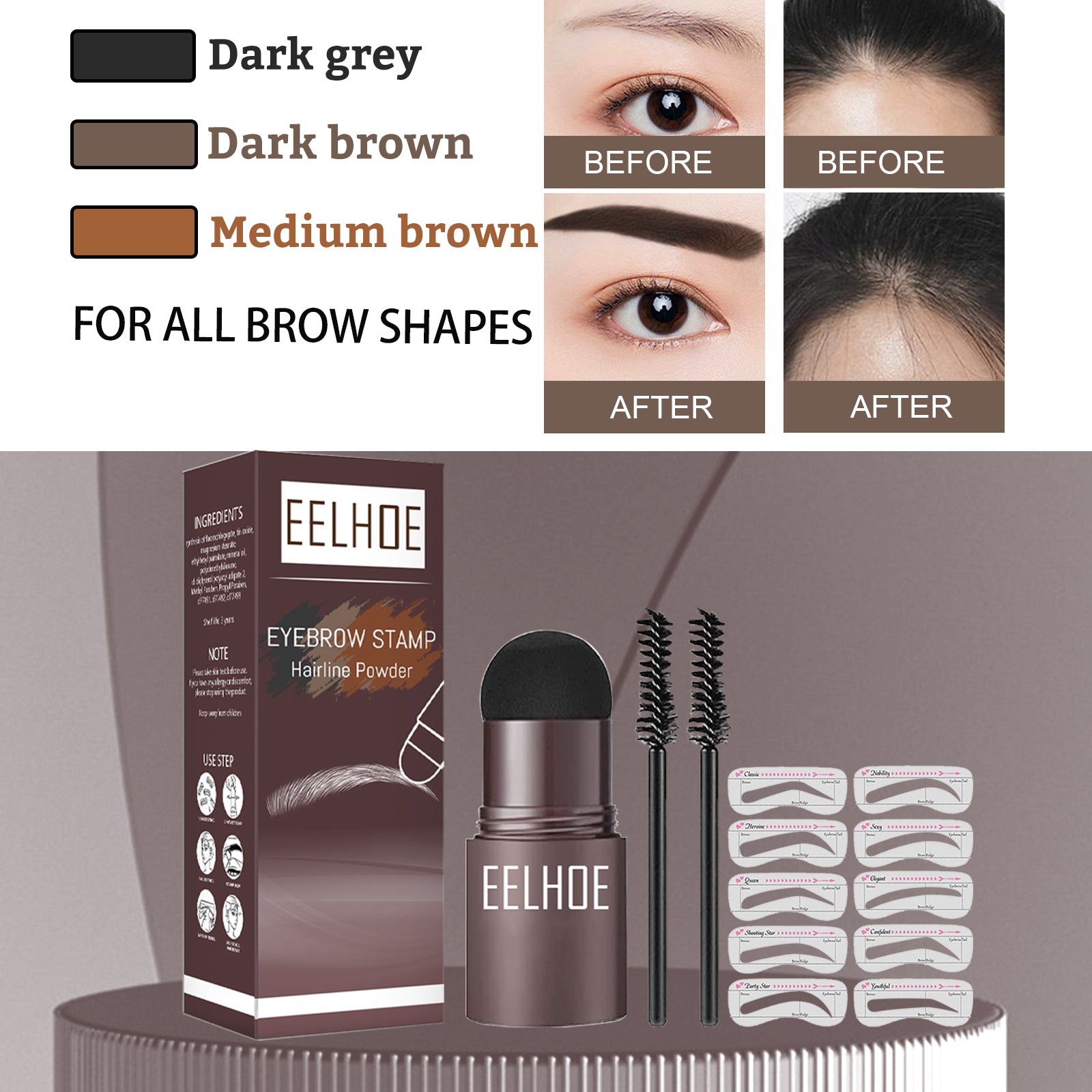 Eyebrow Print Mold Thrush, Lazy Eyebrows Fill Makeup Eyebrow Cake Waterproof Hairline Powder
