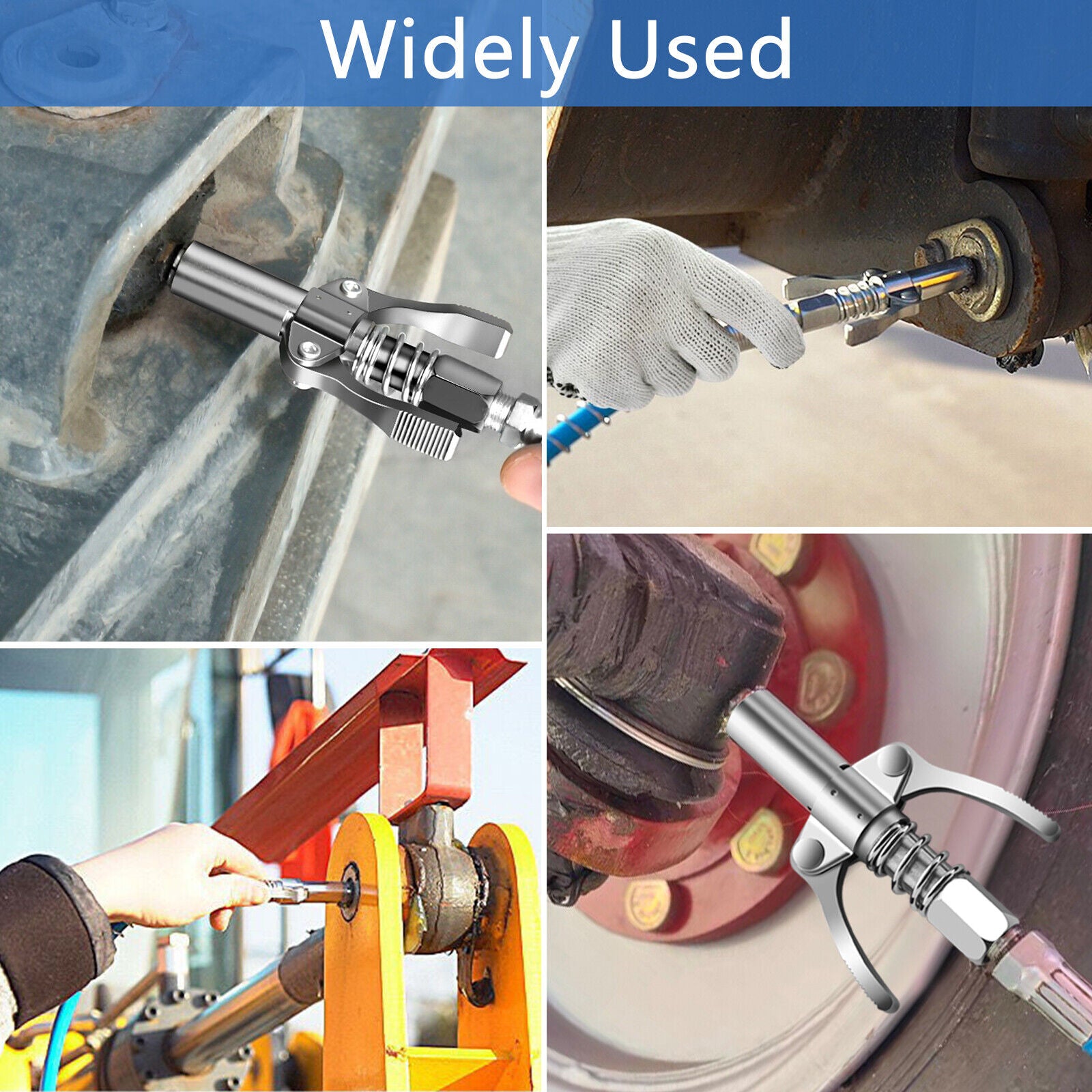 Grease Gun Coupler High Pressure Quick Release Lock Nozzles w/Hose For 1/8