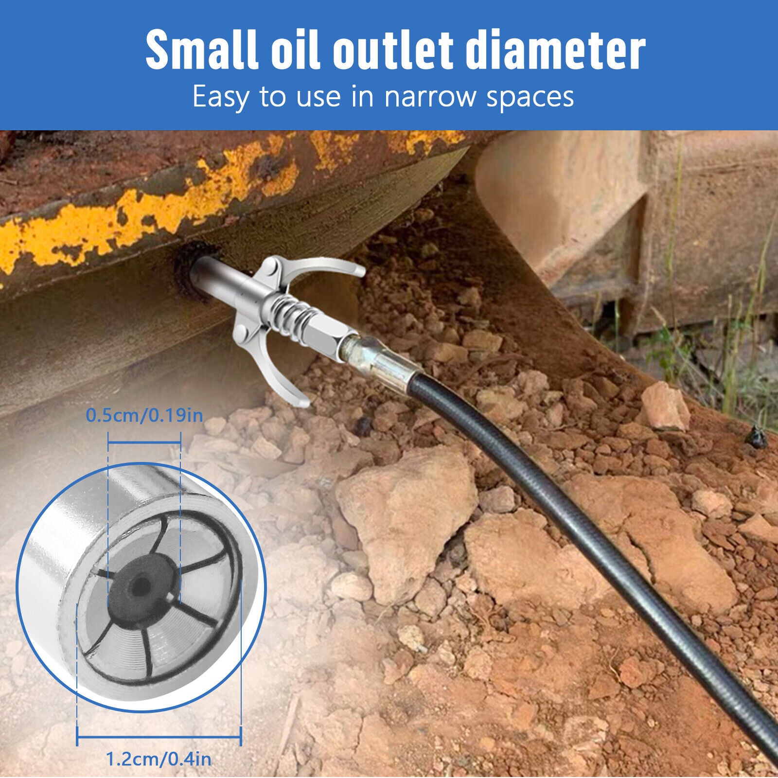 Grease Gun Coupler High Pressure Quick Release Lock Nozzles w/Hose For 1/8