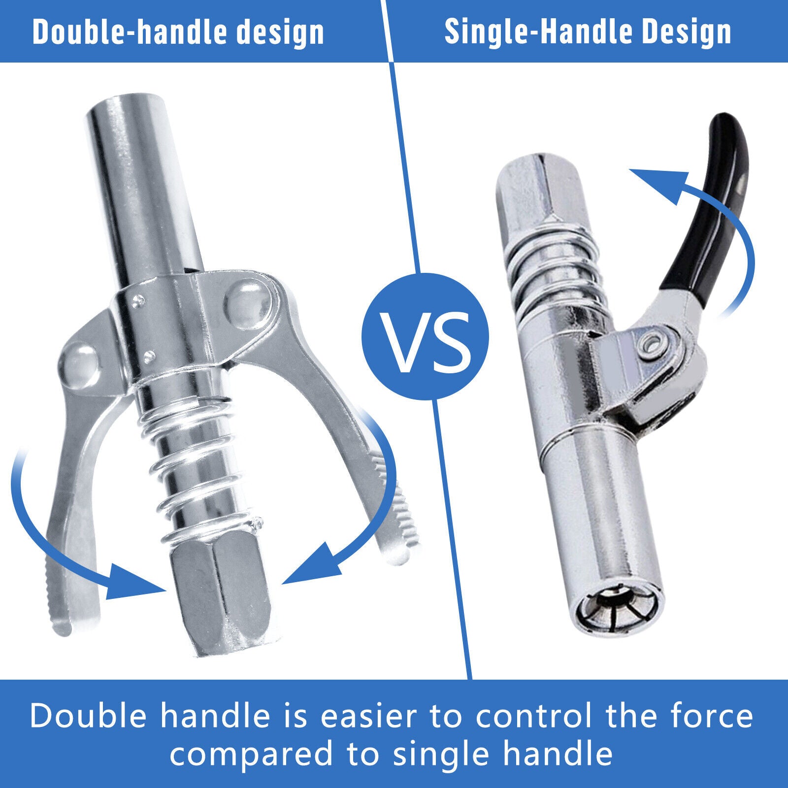 Grease Gun Coupler High Pressure Quick Release Lock Nozzles w/Hose For 1/8