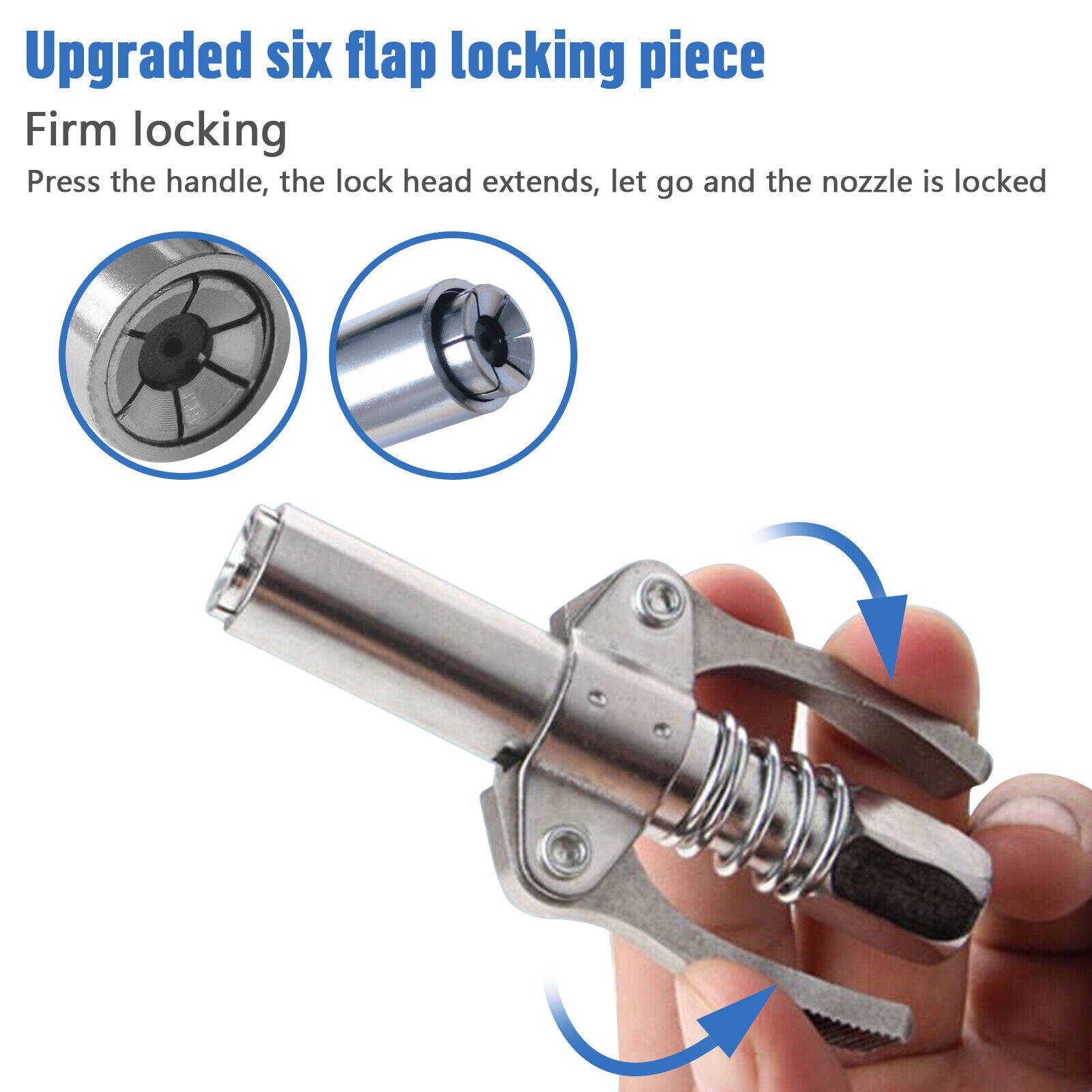 Grease Gun Coupler High Pressure Quick Release Lock Nozzles w/Hose For 1/8