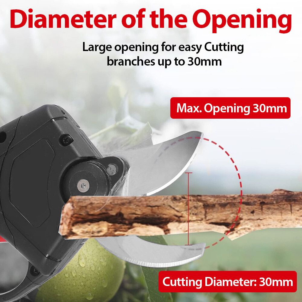 Electric Pruner 2 Battery Cordless Secateur Branch Scissor Cutter Shears