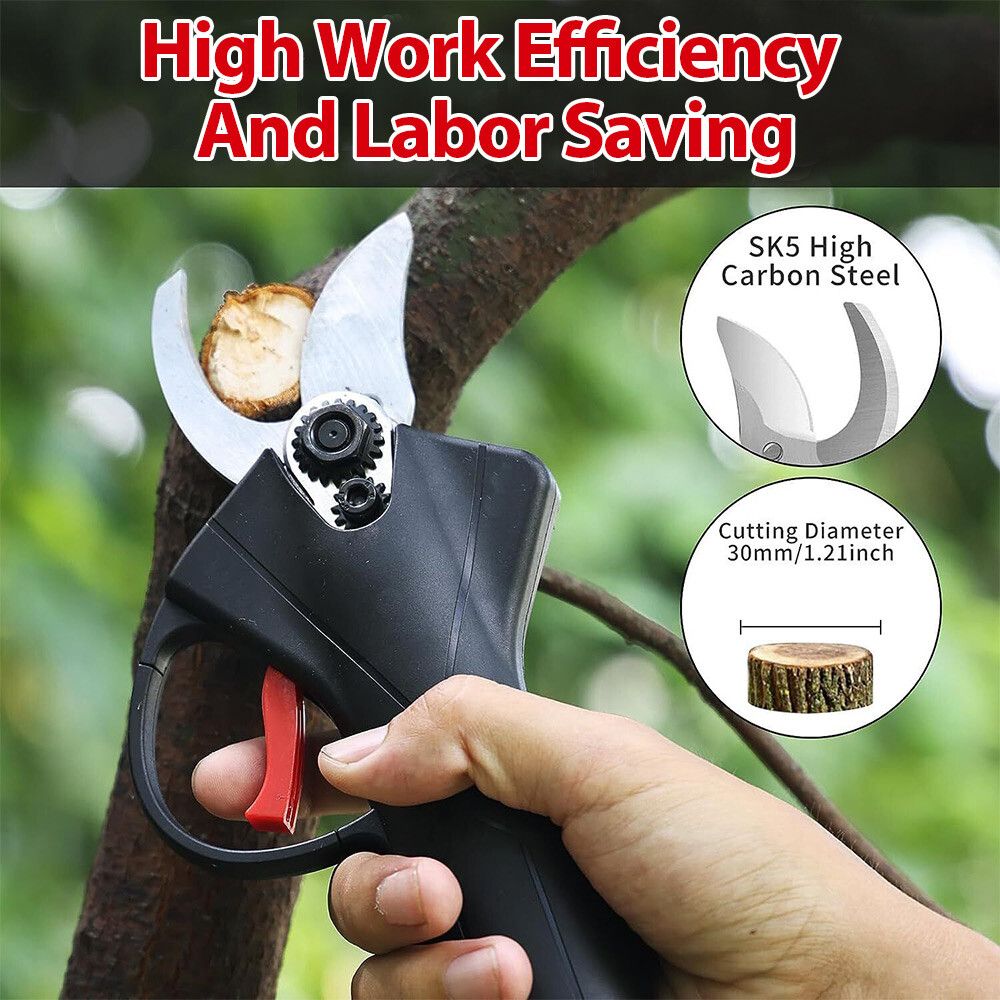 Electric Pruner 2 Battery Cordless Secateur Branch Scissor Cutter Shears