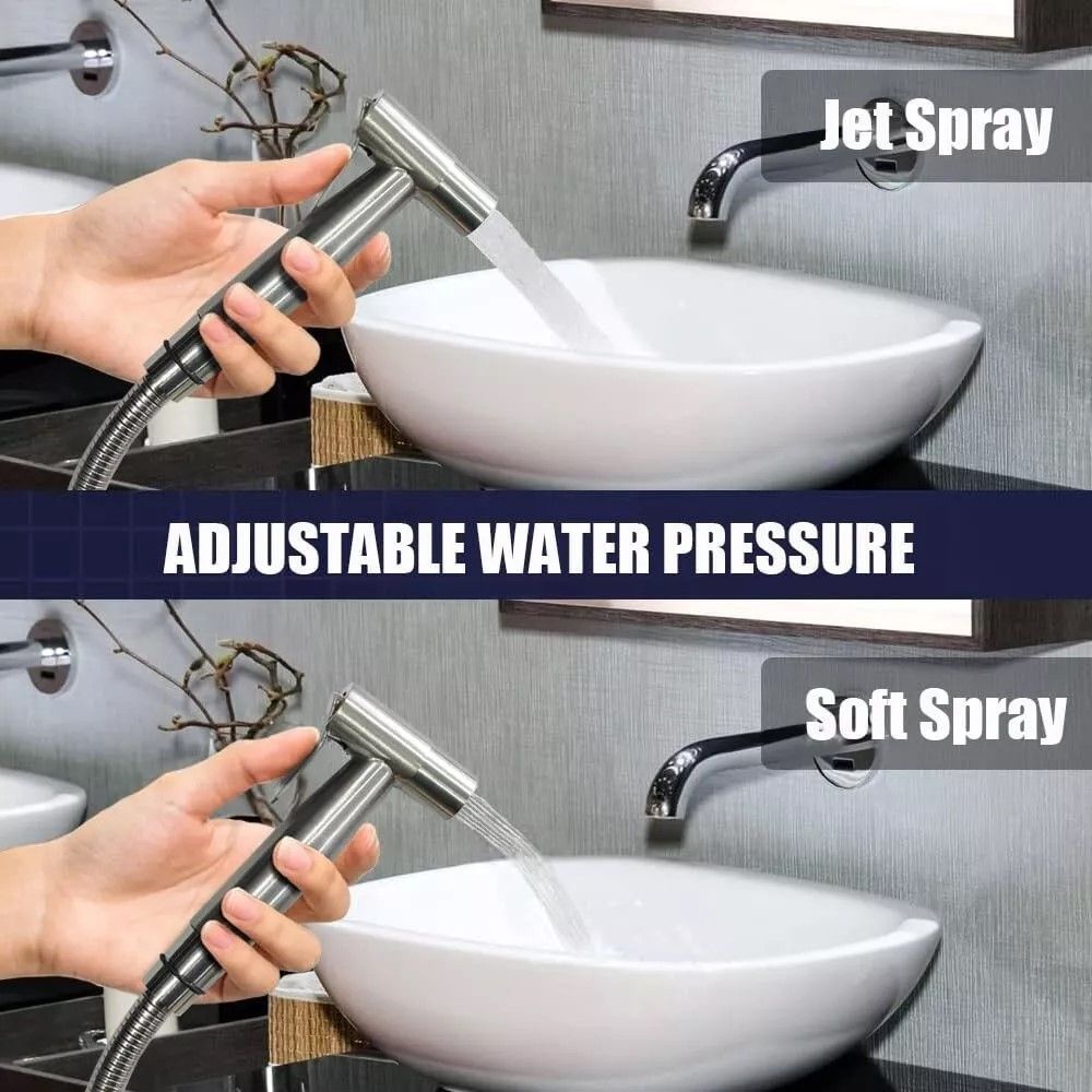 Handheld Bidet Sprayer Shattaf Kit Chrome Brass 1.5m Hose Diverter Toilet Douche