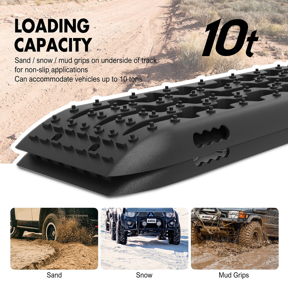 10 Pairs Recovery tracks Boards 4WD 4X4 10T Sand / Mud / Snow Gen 2.0 Black