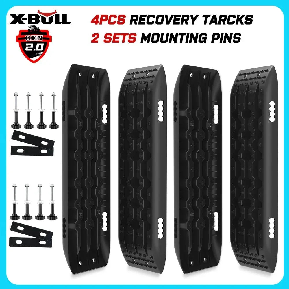 Recovery tracks Boards 10T 2 Pairs/ Sand / Mud / Snow Mounting Bolts Pins Gen 2.0 -Black