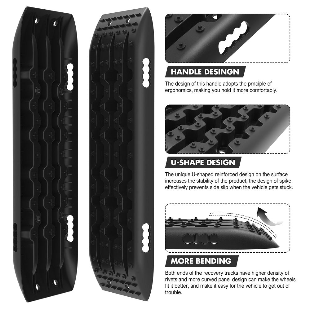 Recovery tracks Boards 10T 2 Pairs/ Sand / Mud / Snow Mounting Bolts Pins Gen 2.0 -Black