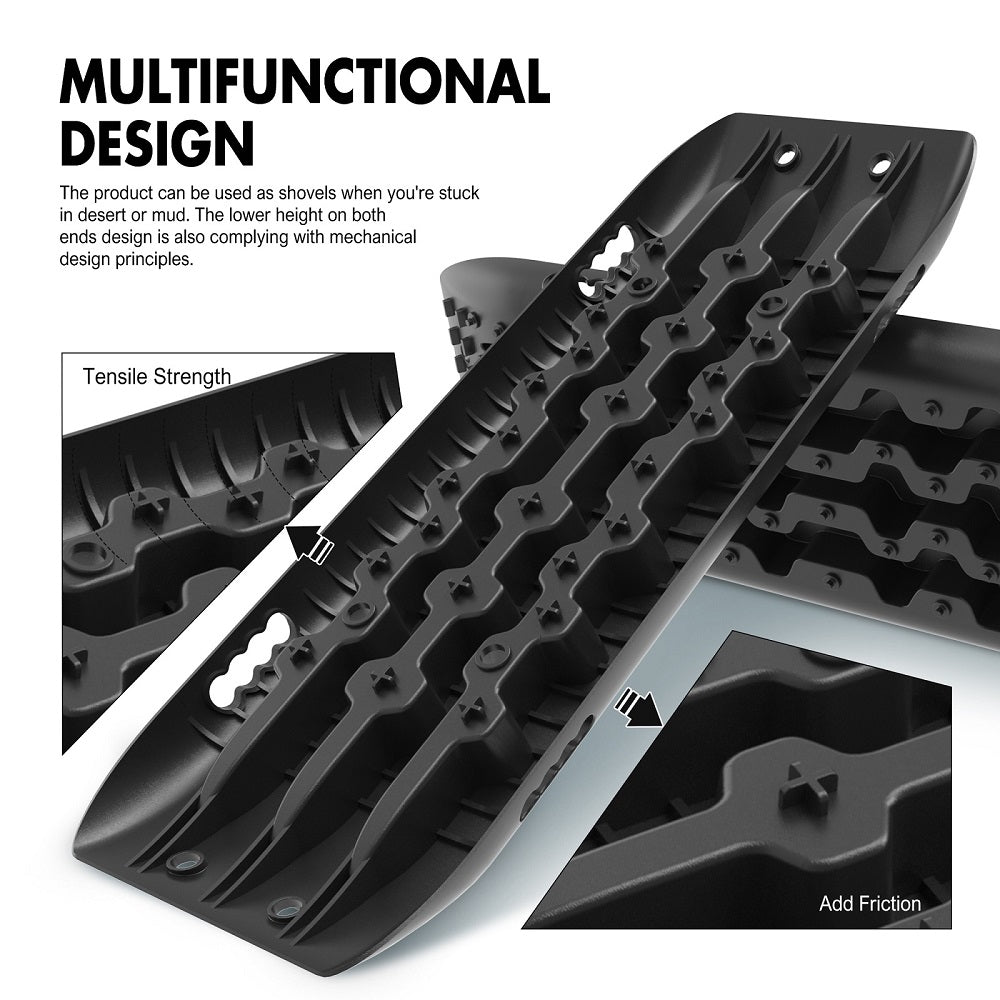 Recovery tracks Boards 10T 2 Pairs/ Sand / Mud / Snow Mounting Bolts Pins Gen 2.0 -Black