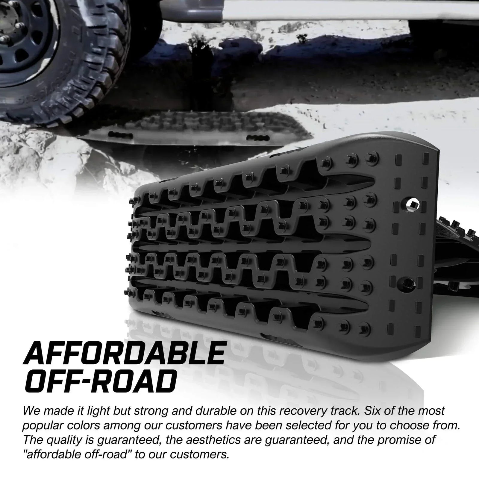 2PCS Recovery Tracks Boards Snow Tracks Mud tracks 4WD With 4PC mounting bolts Black