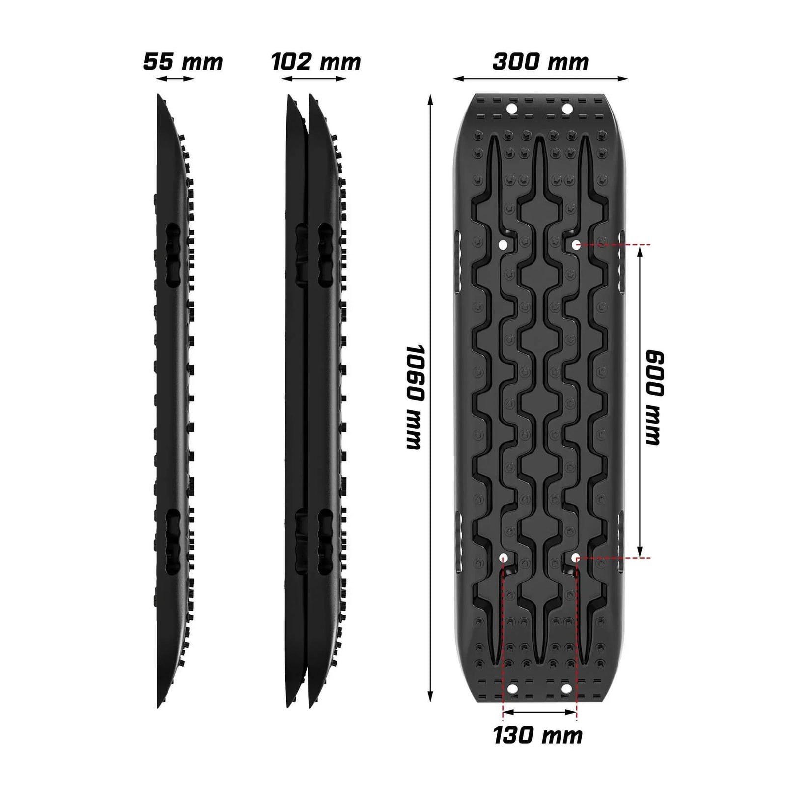 Recovery tracks Boards 10T 2 Pairs Sand Mud Snow With Mounting Bolts pins Black