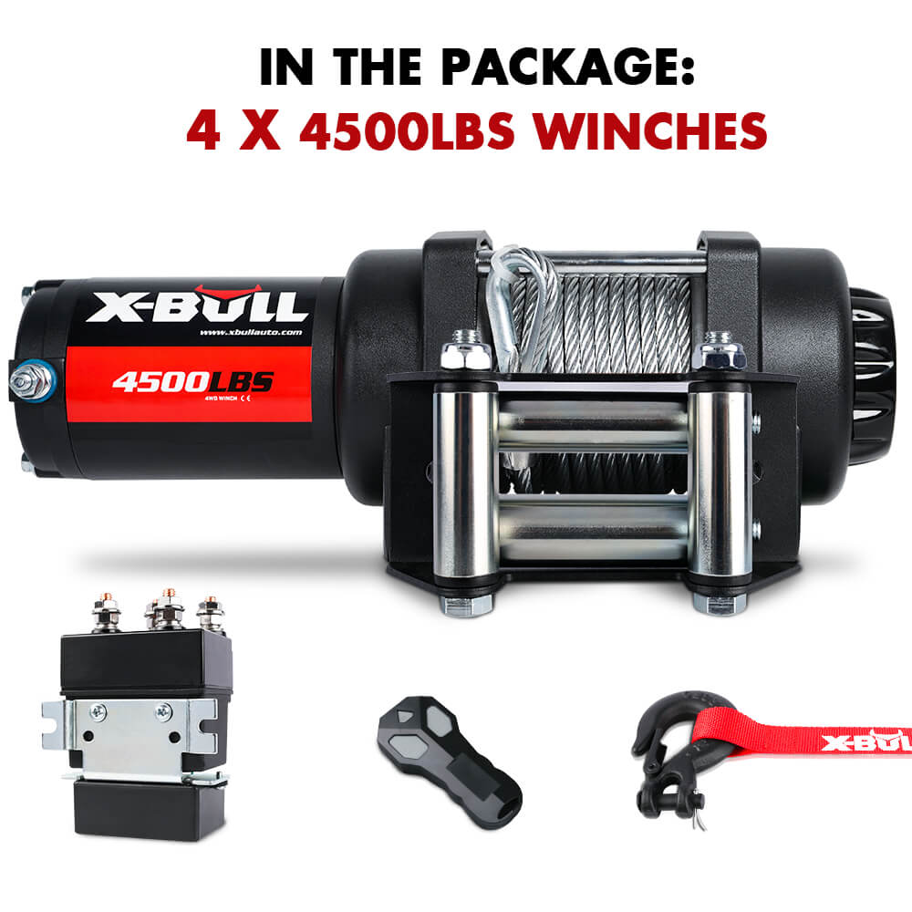 4500lbs Electric Winch 12V Steel Wire Cable 12V Boat ATV UTV Trailer Winch 4 Units